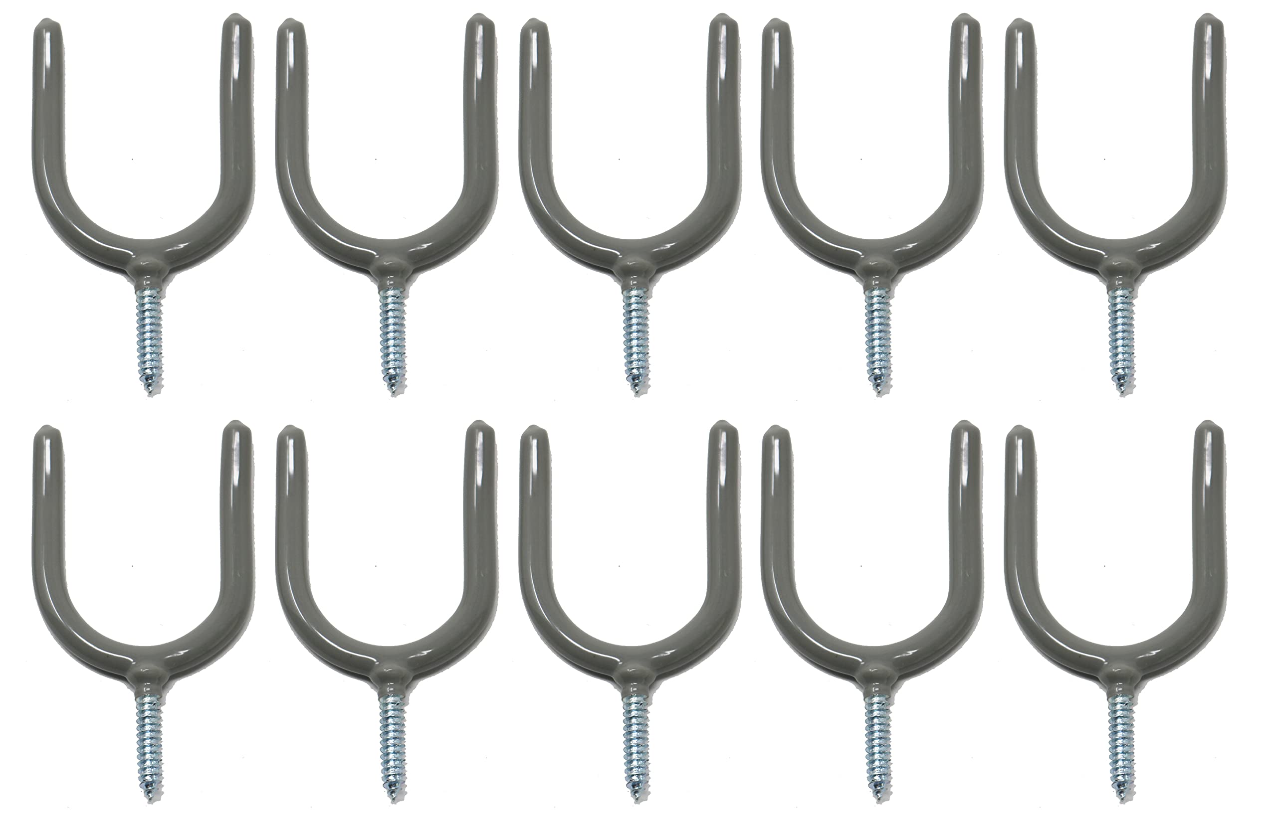 fiXte Tool Storage Utility Hooks Organizer Shed Garage Wall Mount Plastic Coated Grey 100mm (10)