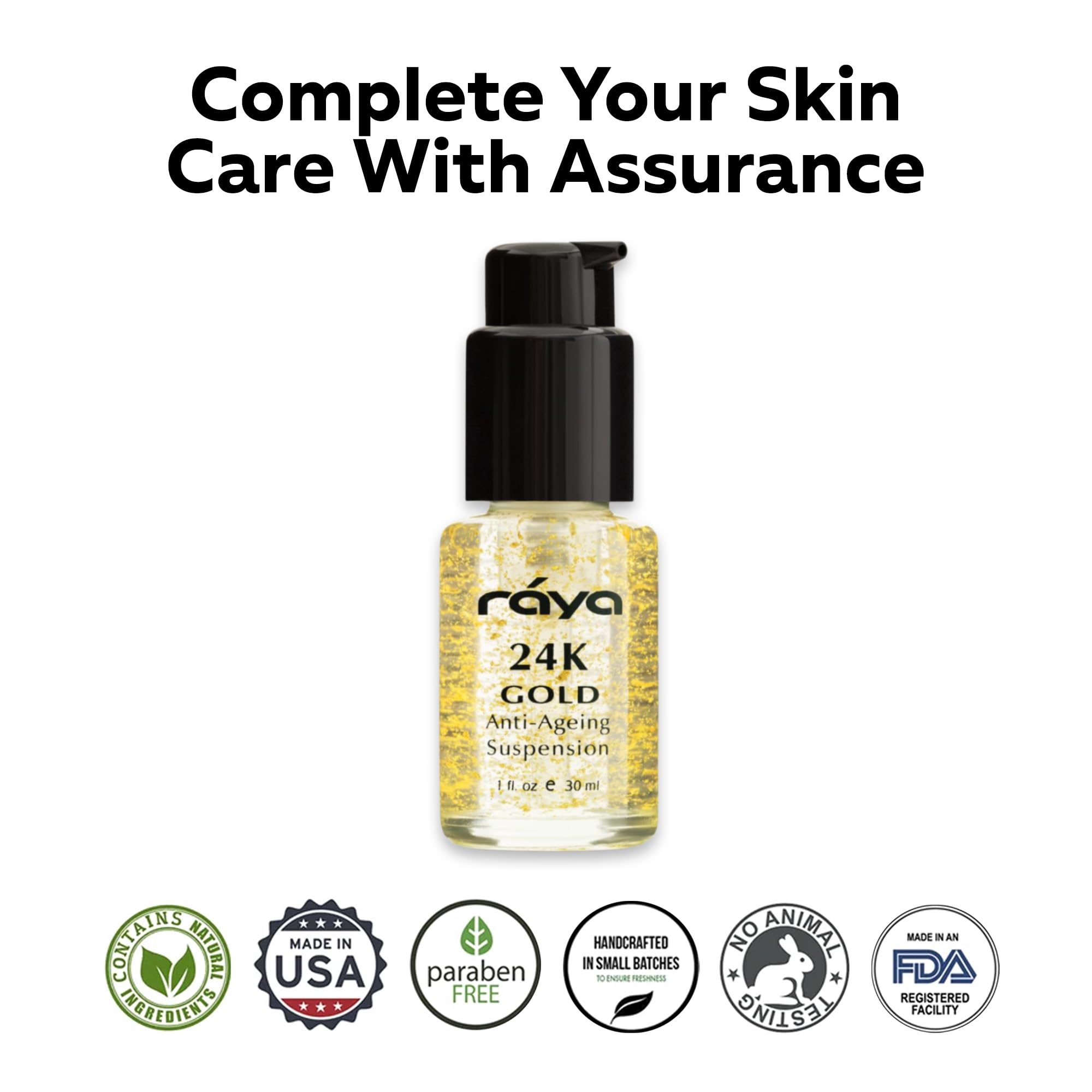 RAYA 24K Gold Anti-Aging Suspension (510) | Anti-Aging Facial Treatment Serum for All Skin Types | Made with Pure 24 Karat Gold | Softens and Helps Reduce Fine Lines and Wrinkles
