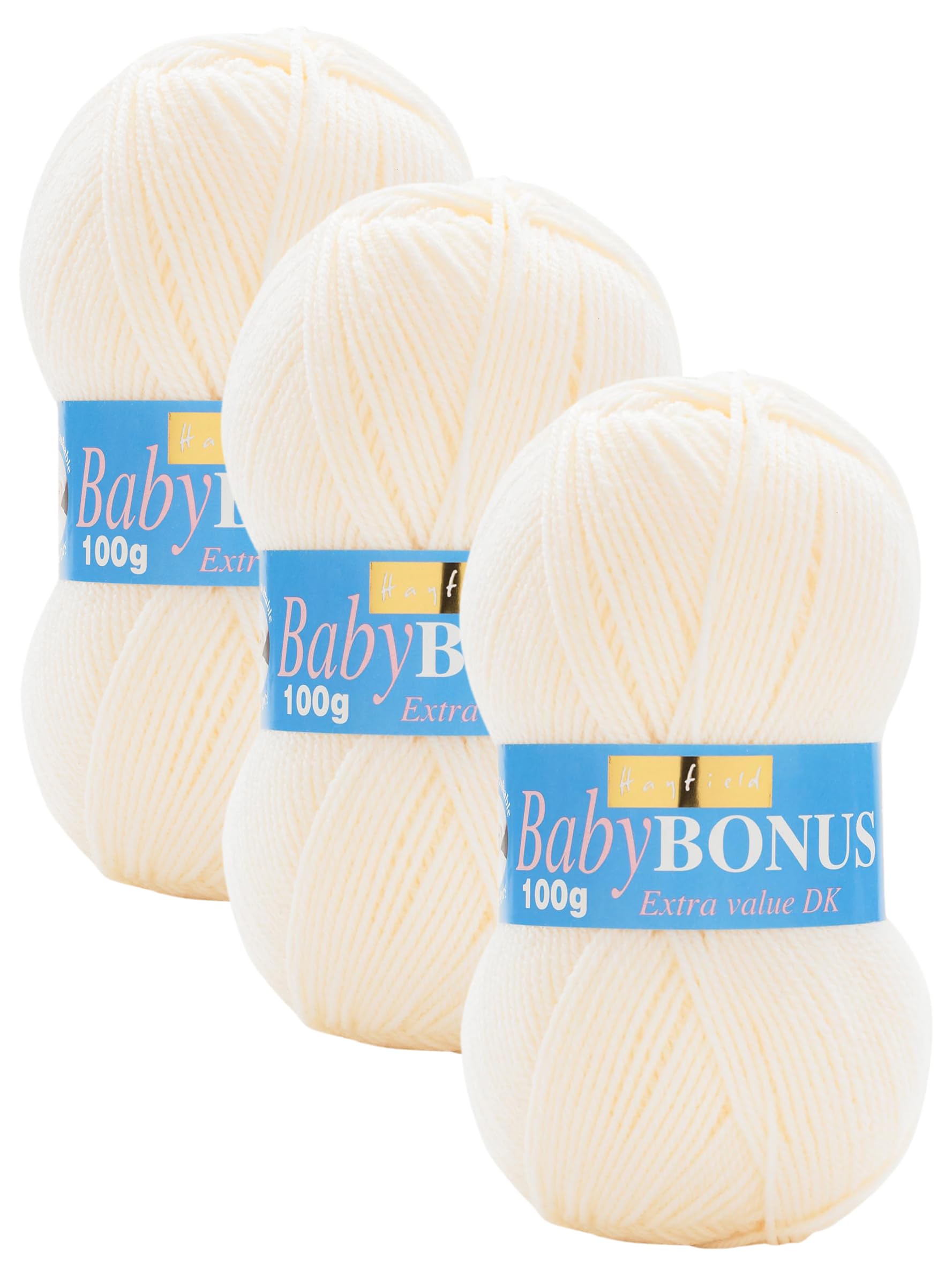 Sirdar Hayfield Bonus DK Double Knitting, Baby Cream (855), 100g (Pack of 3)