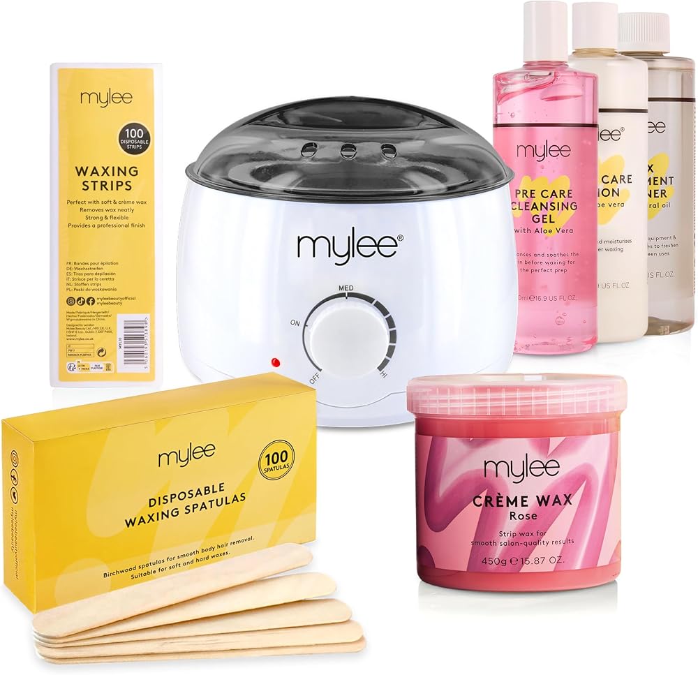 Mylee Salon Quality Waxing Kit Rose Wax Heater Strips Spatulas Lotion