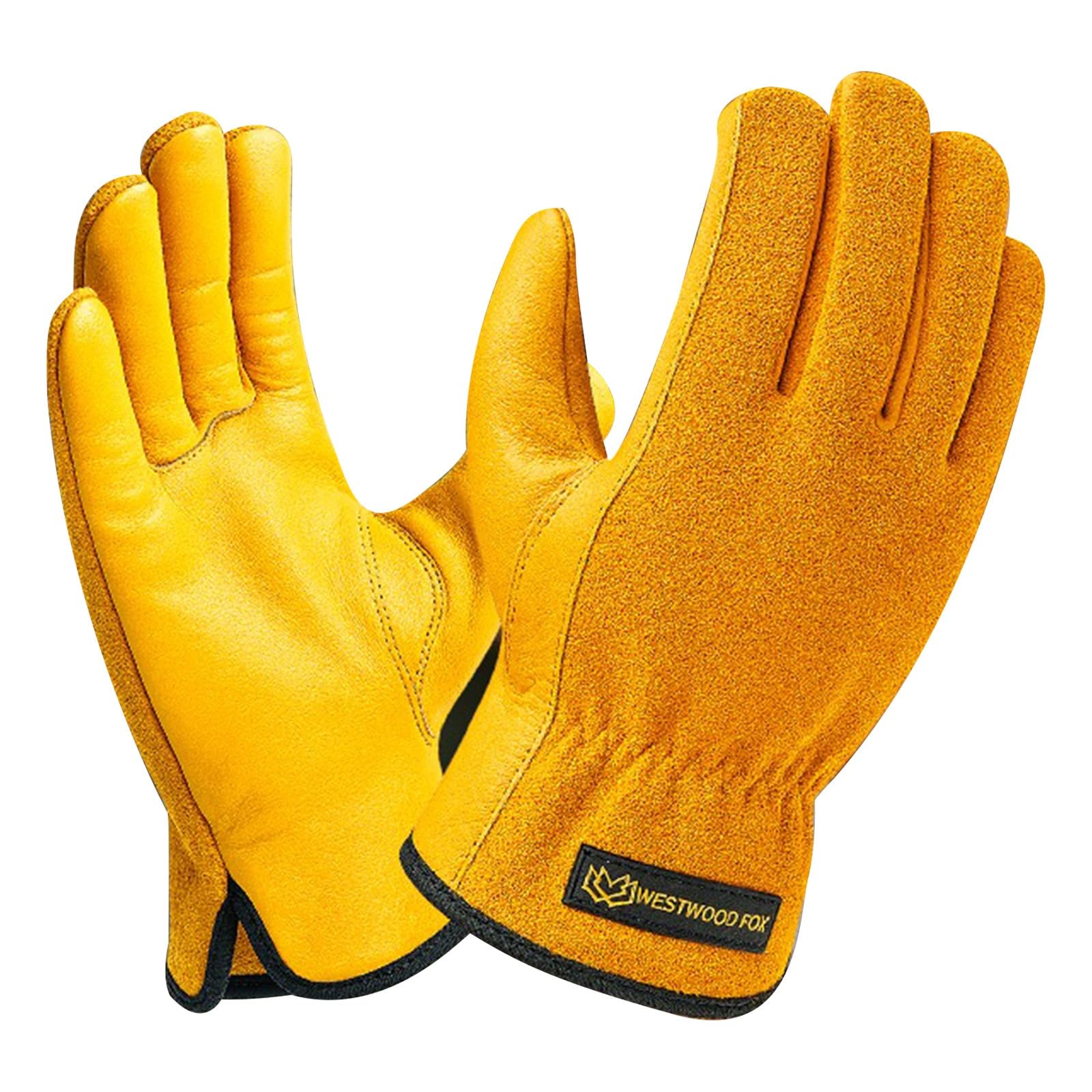WESTWOOD FOX Gardening Gloves for Men Thorn Proof Garden Gloves Mens Working Ladies Gardening Gloves Rigger Tough Leather Work Gloves Grip Breathable Flexible Comfortable,Mechanics
