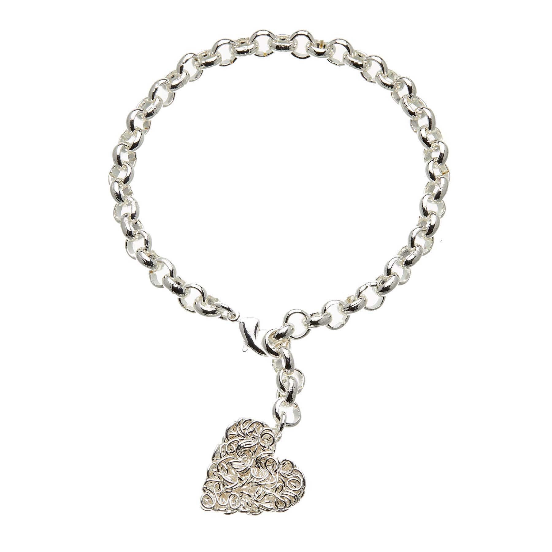 Bello London Silver plated heart tag charm friendship Bracelet - Rowan S