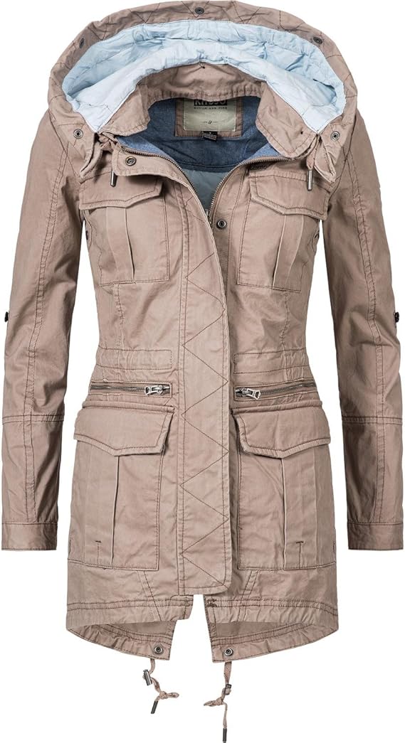 Damen Frühlingsmantel Mit Kapuze - Oversize Trenchcoat Beige Lang