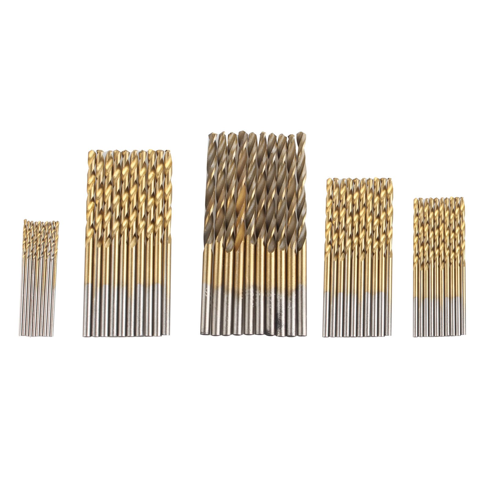 HALJIA 50Pcs Woodworking Twist Drill Bit Set 1-3mm Small HSS High Steel Titanium Coated Round Shank Tool for Wood Plastic Aluminum Copper Steel