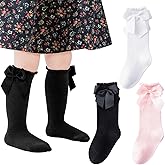 Mini Angel Baby Knee High Socks - Toddler Long Cotton Tube Stockings With Bow Ruffles for Girls - Infant Dress Socks