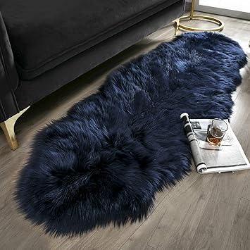 Amazon Com Ashler Soft Faux Sheepskin Fur Chair Couch Cover Navy