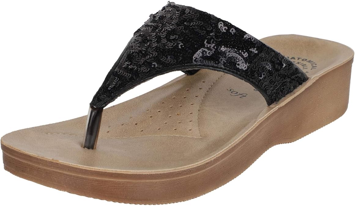 Amazon.com | AEROWALK Women's Fashion Slippers-7 UK EU (08AB_Black_40_N) | Slippers