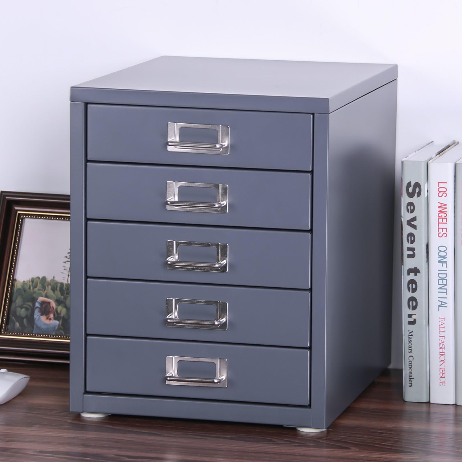 Z Plinrise Office File Cabinets 5 Drawer Size 13 8 X 13 8 X 11 Metal Filing Cabinet Organizer For Craft Document 14 Inch Height Gray Amazon Co Uk Office Products