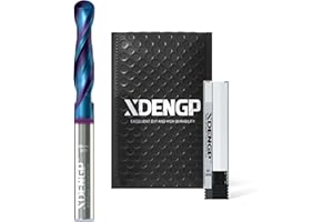 XDENGP Up Cut Ball Nose Router Bit for CNC, 1/4 inch Cutting Diameter and 1 inch Cutting Length 1/4 inch Shank with NACO Coated Carbide Spiral End Mill for Wood 2D/3D Carving