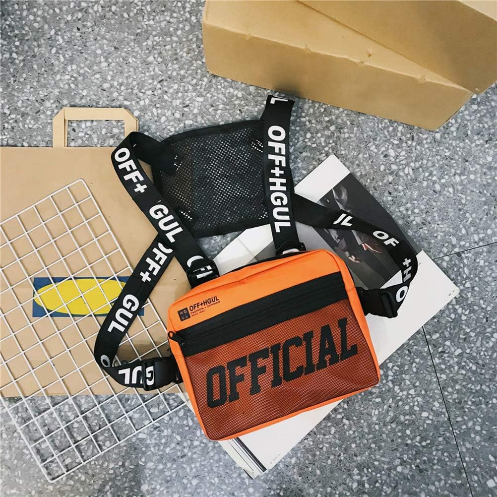 Leikance Vest Bag,Unisex Chest Bag Hip Hop Style Vest Crossbody Bag Fashion Chest Rig Vest Waist Bag, Orange, 26*6*21cm - Image 4