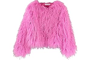foefaik Winter Fluffy Faux Fur Coat Women's Shaggy Jacket Long Sleeve Outwear