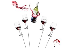 Mind Reader Wine Glass and Bottle Stakes, Vacation Essentials, Beach, Wine Holder, Metal, 8.9Lx8.9Wx48.3Hcm, 5 Pcs, Silver