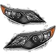 AUTOSAVER88 Headlight Assembly Compatible with 2012 2013 2014 Camry L/LE/XLE 12 13 14 Camry Hybrid LE/Hybrid XLE Headlamp Replacement Black Projector Amber Reflector