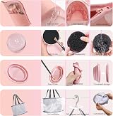 DALAETUS 4-in-1 Portable Makeup Brush Cleaner Set Washing Tray Mat Drying Net view 3
