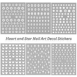 White Star Heart Nail Art Decal Stickers for Women
