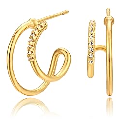 DREMMY STUDIOS Dainty Double Moon Stud Earrings for