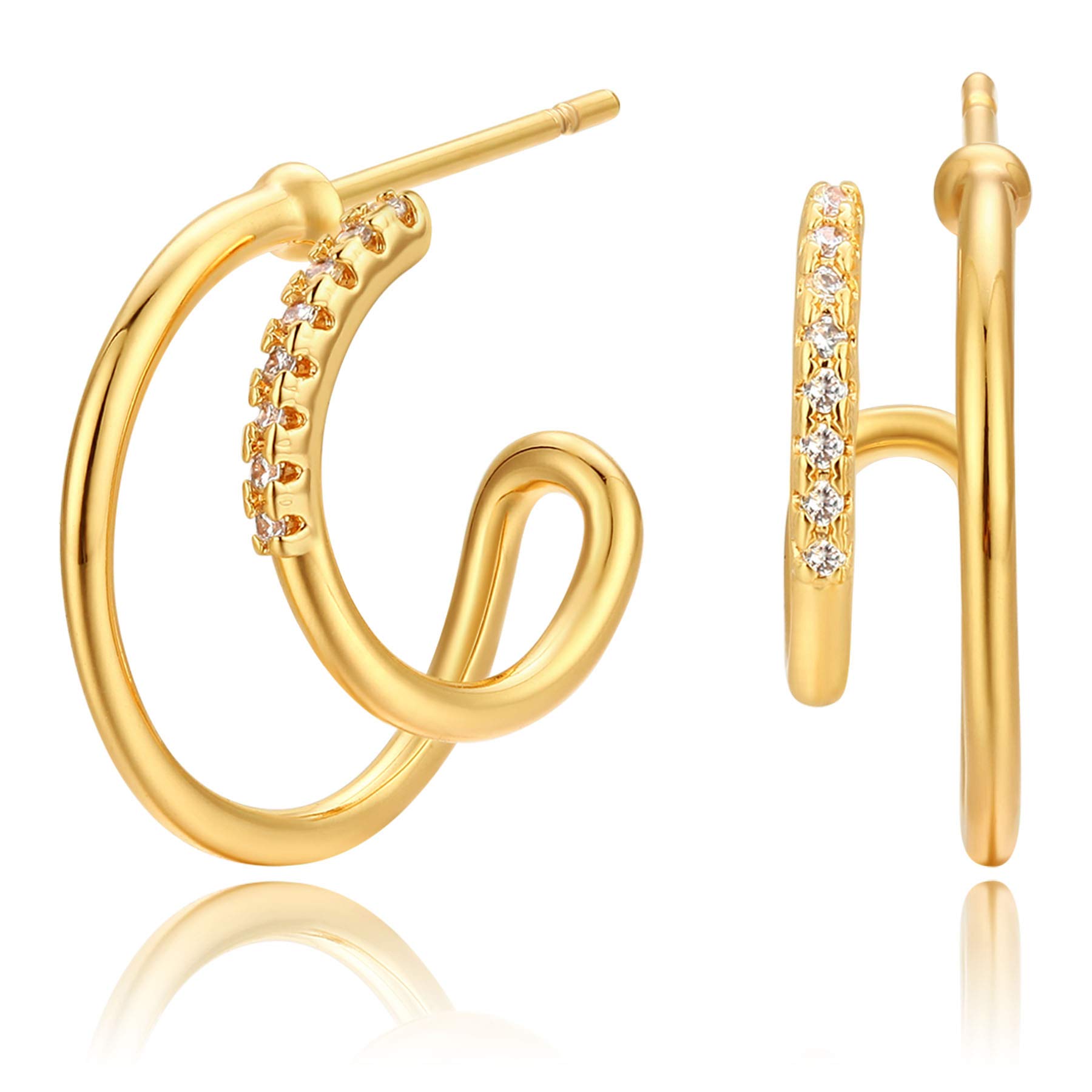 DREMMY STUDIOS Dainty Double Moon Stud Earrings for