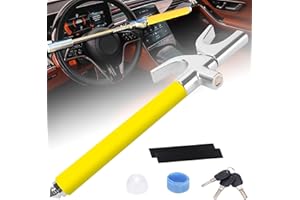 Turnart Steering Wheel Lock Universal Car Lock Anti-Theft Device Retractable Steering Lock with 3 Keys for Auto/Truck/SUV/Van (Yellow)