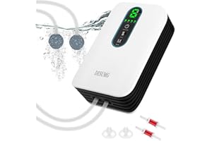 Desumg Dual Outlet Rechargeable Aquarium Air Pump, Battery Powered Fish Tank Aerator with 6-Speed Adjustable Flow & 2 Modes, USB Emergency Oxygen Pump for 10–120 Gallon Tanks & Outdoor Fishing