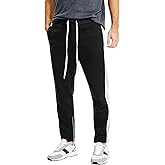 Hat and Beyond Mens Premium Track Jersey Pants with Ankle Zipper Slim Athletic Fit Sweatpants