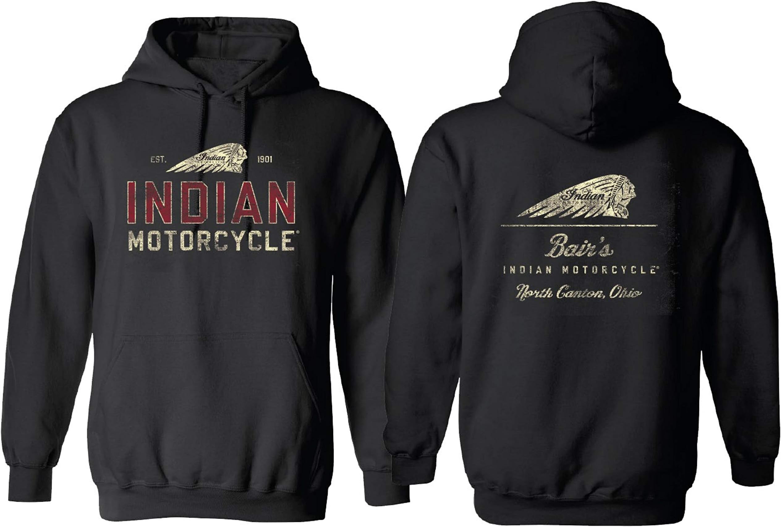Bair's Indian Motorcycle Hoodie - Black - Size 2XL