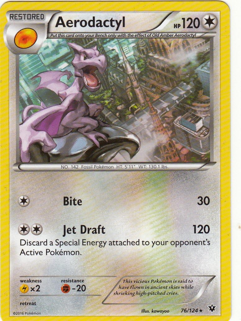 Fates Collide Pokemon XY Aerodactyl 76/124 Restored card