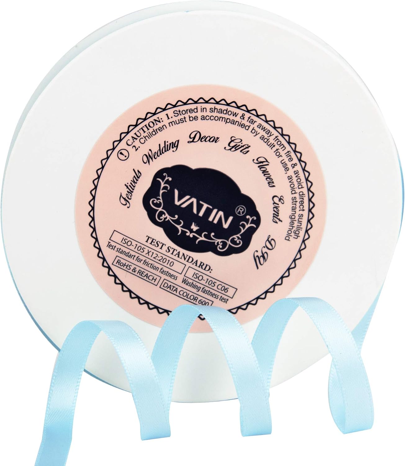 VATIN 6mm Double Faced Light Blue/Baby Blue Polyester Satin Ribbon