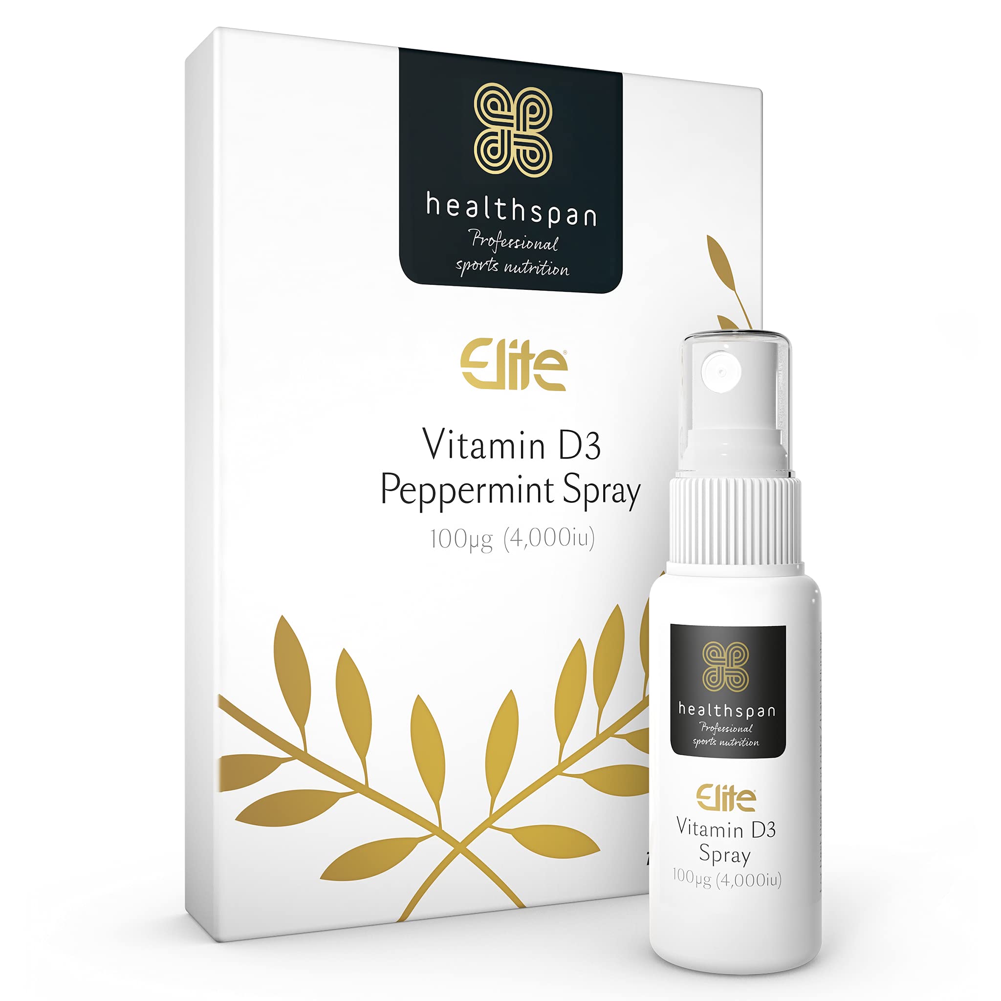 Healthspan Elite Vitamin D3 Spray 4,000iu (15ml) | All Blacks Official Partner | Supports Bones, Muscles & Immune Health | Peppermint Flavour | Informed Sport Accredited | Vegan