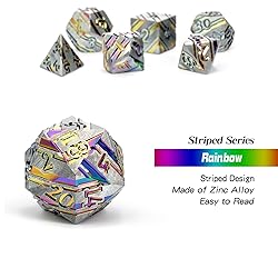 DNDND Rainbow Stripe DND Metal Dice Set,7 PCS Zinc