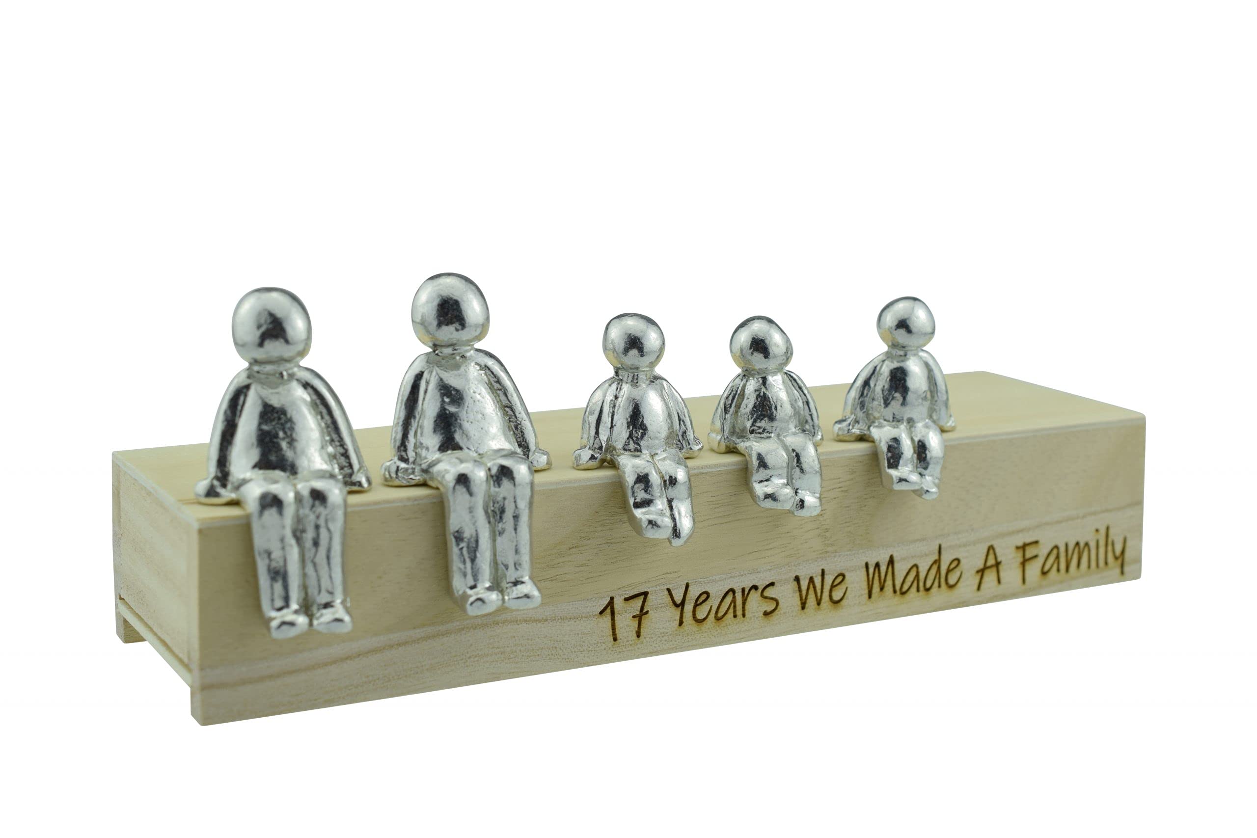 Pirantin 17th Anniversary Idea - 17 Years We Made A Family Metal Ornament - Choose Your Family Combination Box & Woodgrain May Vary(3 Children)
