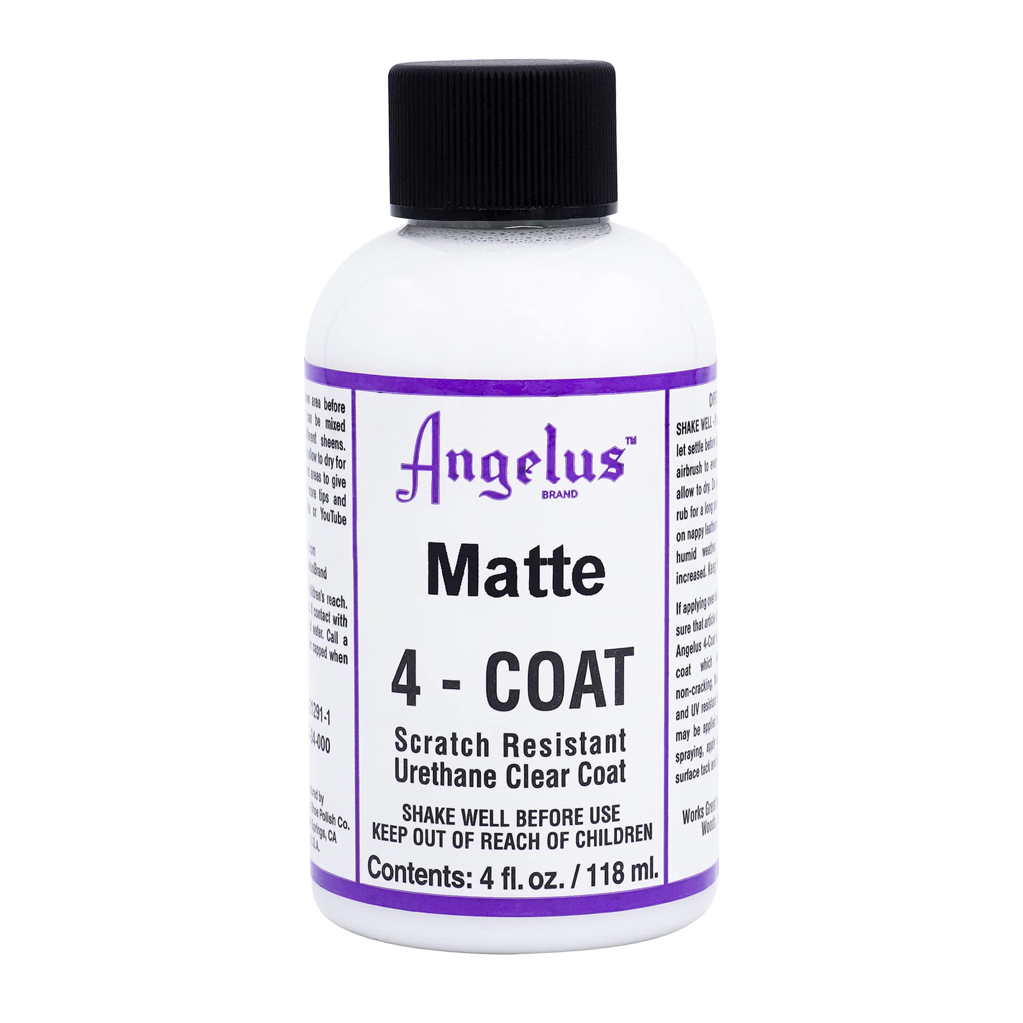 Angelus Matte 4-Coat Scratch-Resistant Leather Sealer – Durable, Flexible, Clear Coat Protection for Leather Shoes, Bags, Jackets & More - Matte Finish - 4 Fl Oz