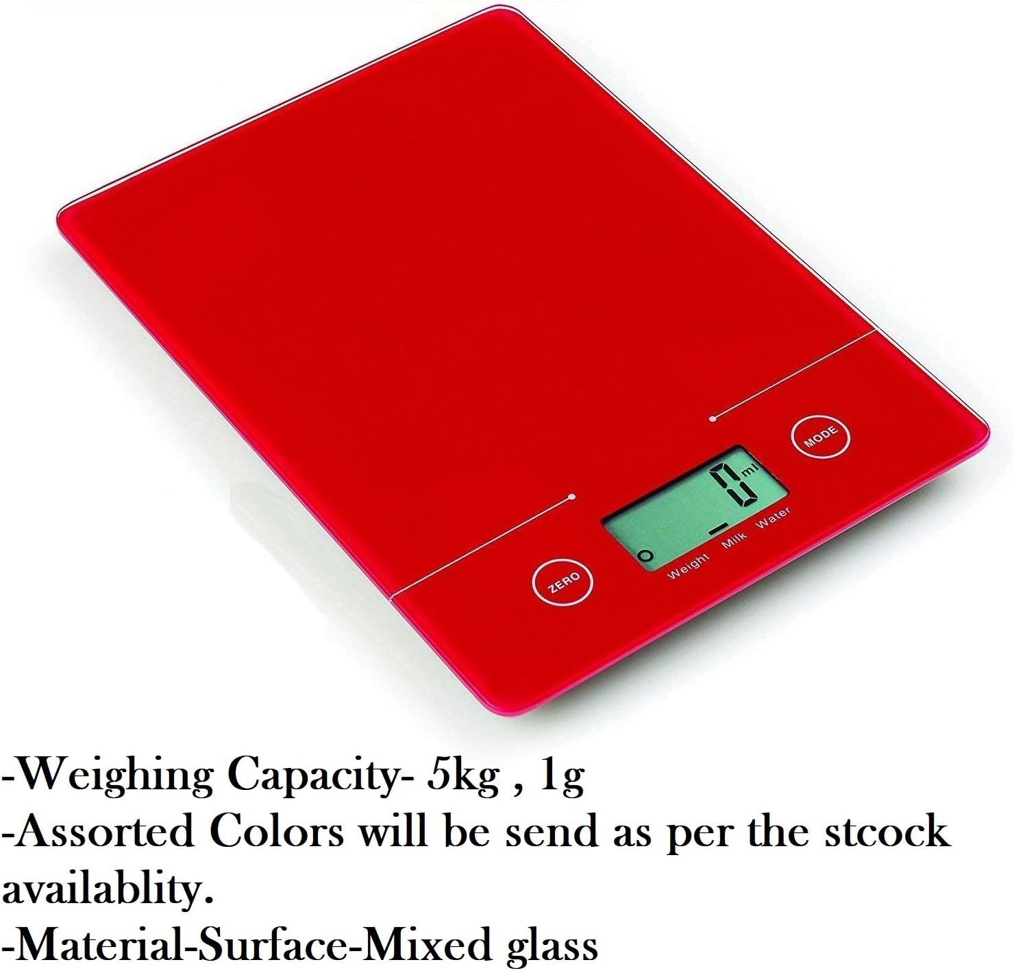 SaleOn 5 kg 1 g Touch Key Electronic Durable LCD Digital Diet Food Baking Cooking Weighing Scales with G/lb/oz Tare Function (Assorted Colour)