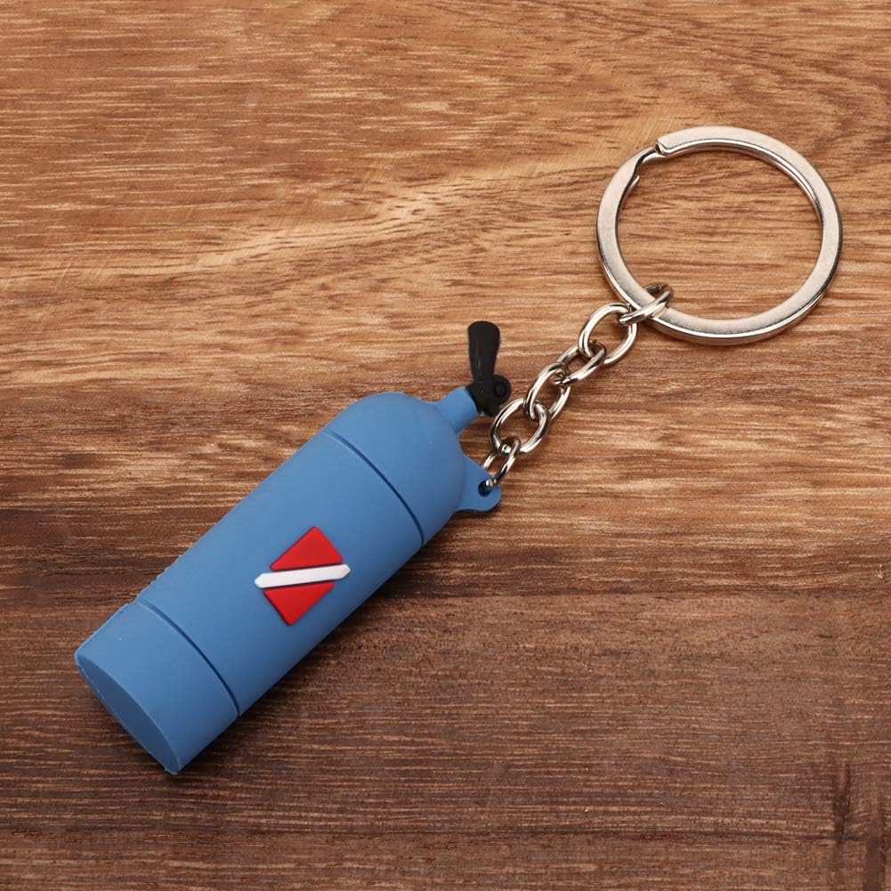 Mini Diving Theme Keyring, Air Cylinder Shape, PVC Scuba Diving Tank Keychain (Blue) - Image 5