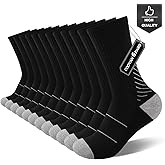 COOVAN Men's 6P-Pack Premium Athletic Crew Socks Men Thick Cushion Casual Work Sock With Moisture Wicking