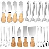 20 Pieces Cheese Knife Set with Cheese Slicer & Butter Knife, Charcuterie Board Accessories Including Mini Cheese Fork Servin