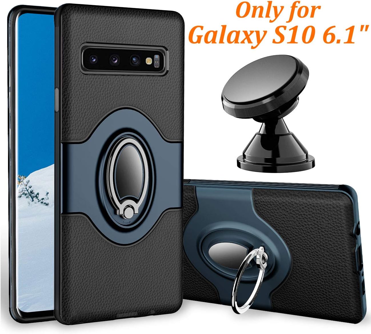 Samsung Galaxy S10 Case - eSamcore Ring Holder Kickstand Cases + Dashboard Magnetic Phone Car Mount [Navy Blue]