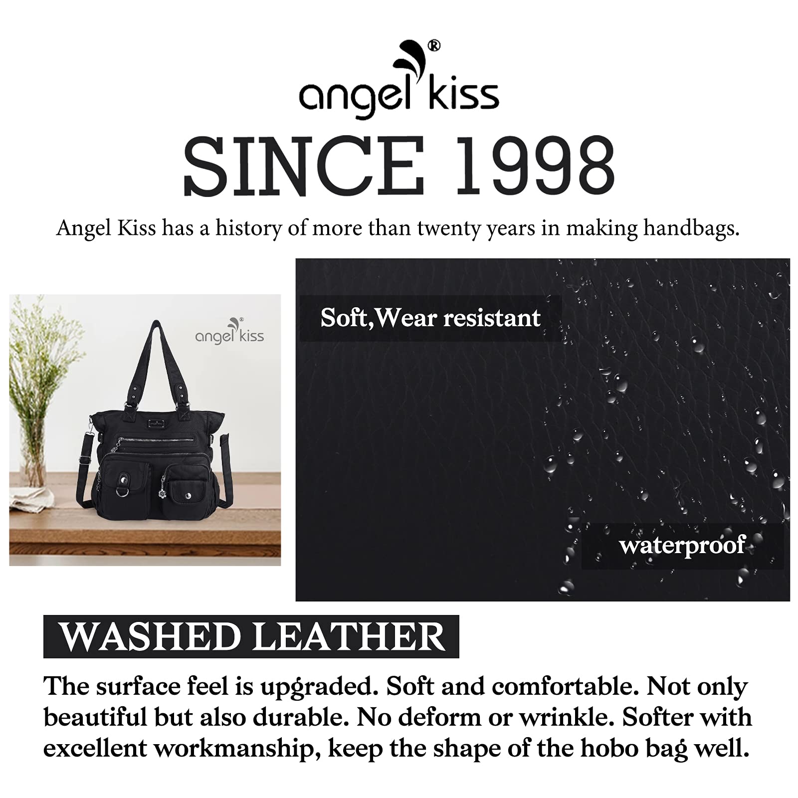 Angel Kiss Angelkiss Purses and Handbag for Women Soft Leather Hobo Bags Satchel Shoulder Bags Ladies Tote Crossbody Bag