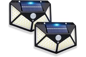 LightInTheBox Solar Motion Sensor Lights, IP65 Waterproof Security Floodlights and RV Awning Lights with 100 LEDs, Easy Installation for Patios, Yards, and Campers (2 Packs)