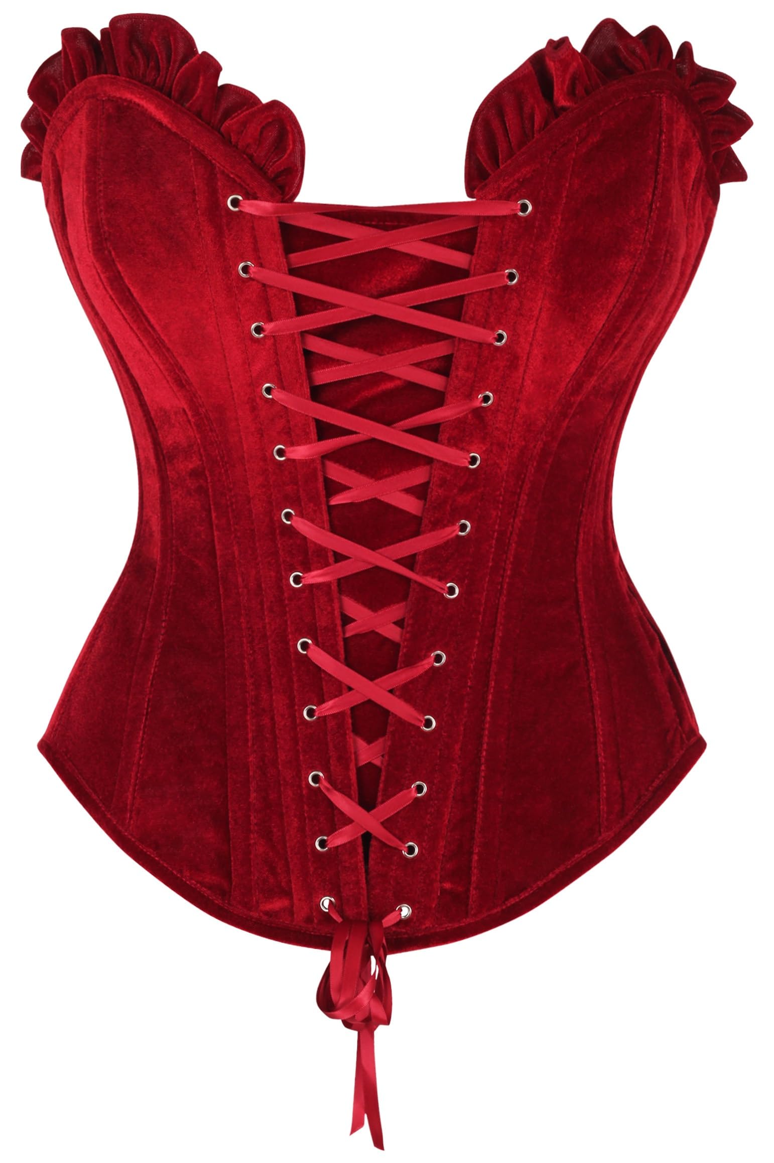 Photo 1 of Daisy Corsets Top Drawer Dark Red Velvet Lace-Up Steel Boned Overbust Corset XL