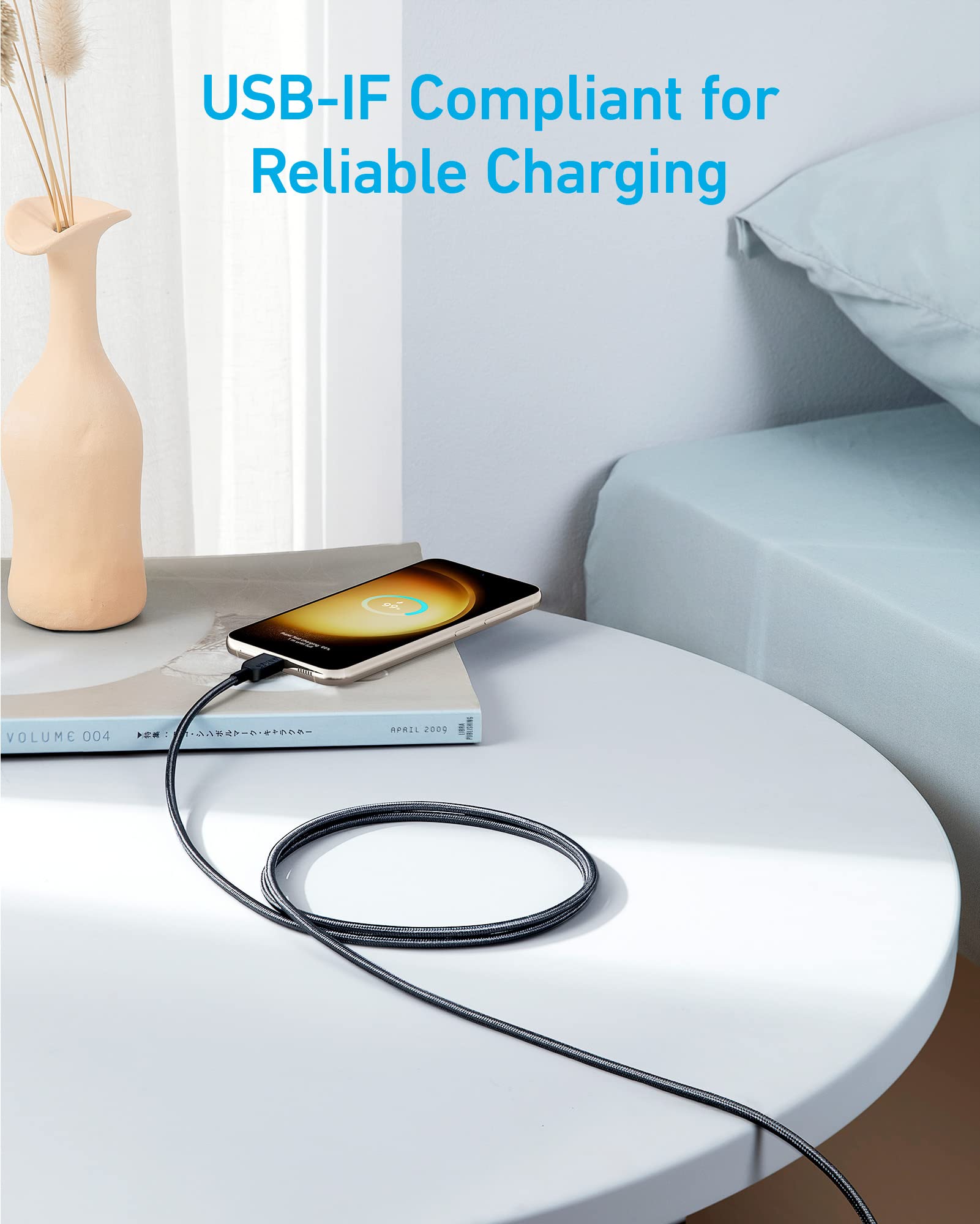 Anker USB C to USB C Cable,Type-C Charger Fast Charging Cord (6FT,2Pack) for iPhone 17/16 Series,iPad Air 4,MacBook Pro 2022 and More (USB 2.0,Black)