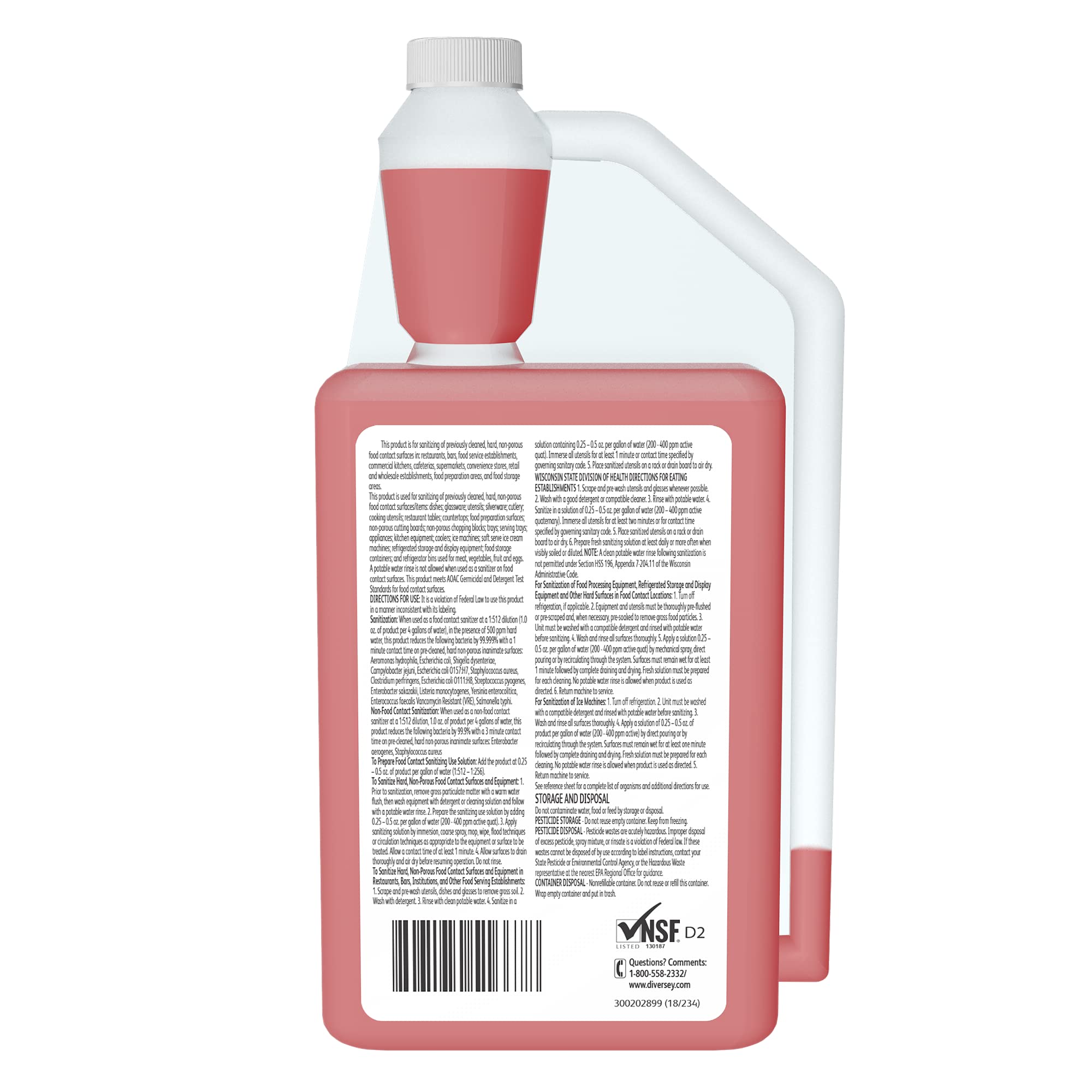 Diversey 5753407 J-512 Sanitizer, Final Step No Rinse Food Contact Kitchen Sanitizer for Utensils & Dishes, AccuMix Concentrate, 32-Ounce
