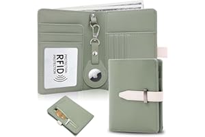 Sbrinnaliao Passport Holder with Airtag for Women/Men,Airtag Passport Wallet for Travel,Cute Passport Holder Rfid Blocking,Travel Wallet for Cards Passport Cover Case (Green)