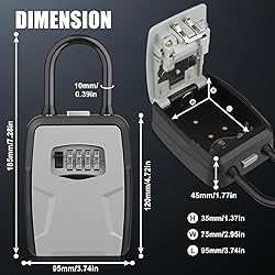 Key Lock Box Outdoor with Code, Large Key Lockbox