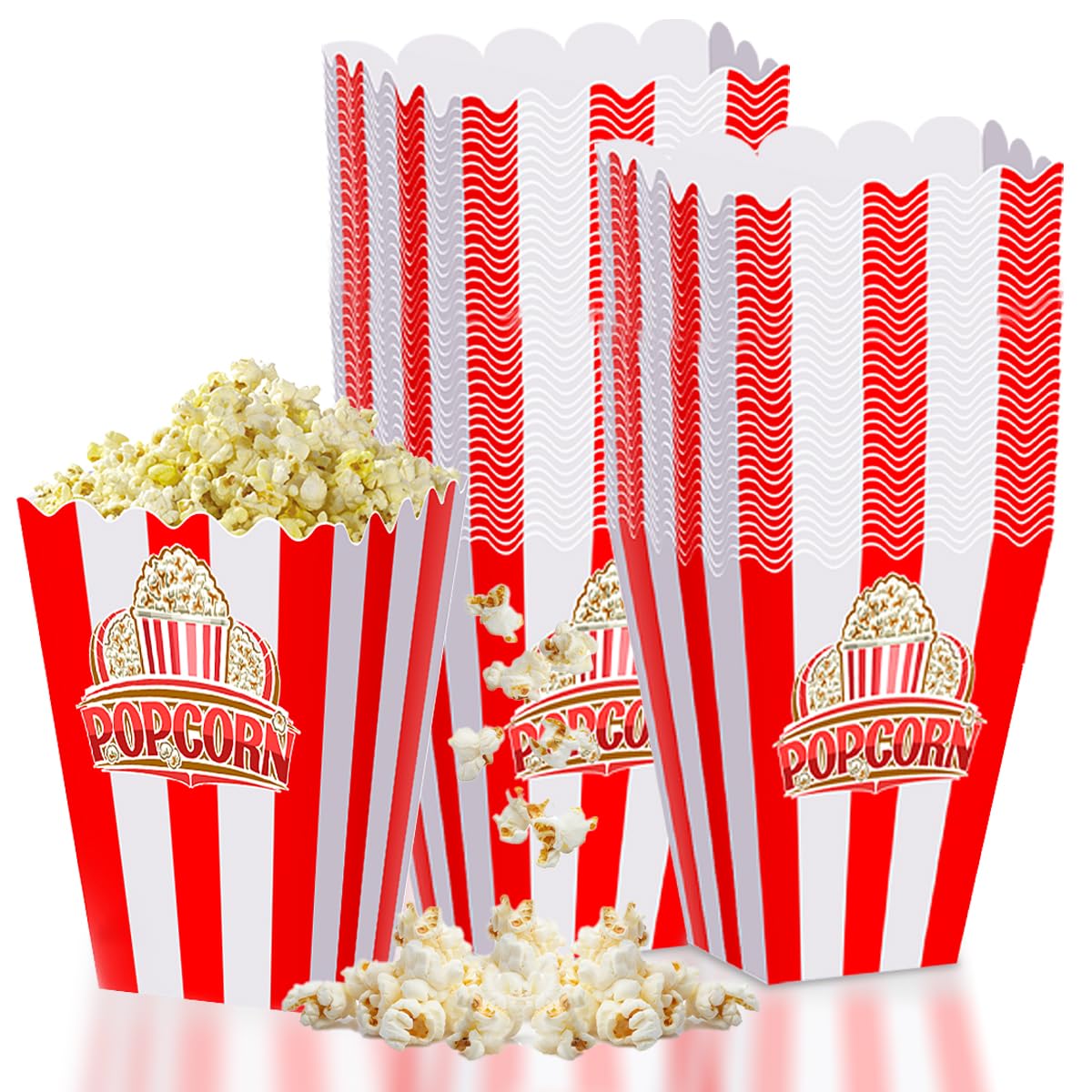 Zyrisis 20 Pcs Popcorn Boxes - Popcorn Containers Buckets for Pop Corn Machine, Sturdy and Durable, Pop Corn Containers, Convenient Movie Night Supplies, Perfect for Families, Parties, Carnival