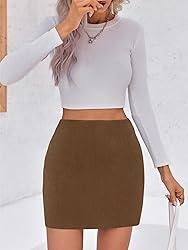 Wenrine Womens Mini Skirt High Waisted Basic Casual