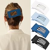 Velscrun Flat Hair Clips for Women Girls, Matte Lay Flat Claw Clips, Strong Hold Large Side Hair Clip All Hair Types, French Duck Billed Non Slip Grip Daily Styling Hair Jaw Claw Clip Blue
