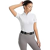 FitsT4 Sports Womens Short Sleeve Equestrian Shirts UPF50+ Horse Riding Shirts Breathable Rider Tops Half Zip