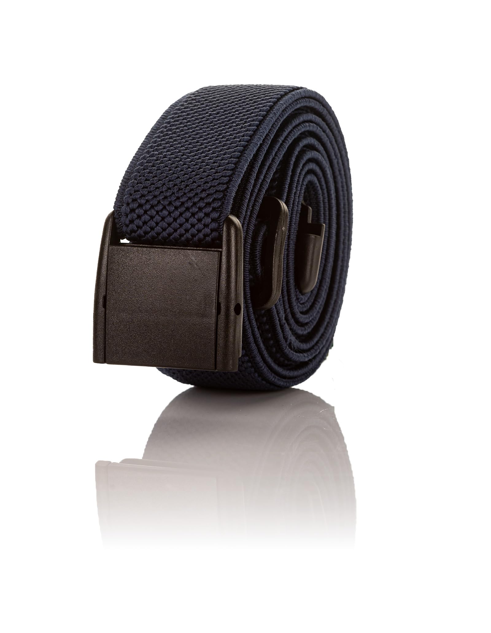 Mens/Womens Fully Adjustable Stretch Belt with Plastic Clip Buckle. Black, One Size