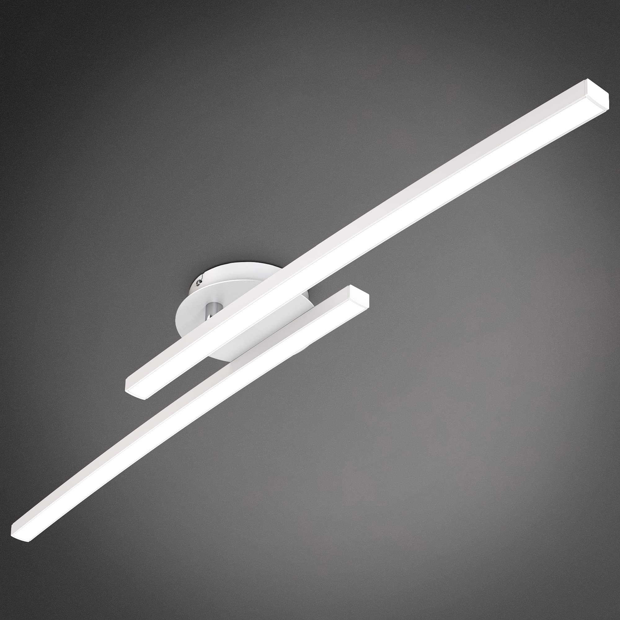 B.K.Licht LED Ceiling Light, 12W, 1300Lm, Warm White Light 3000K, Built-in LED Boards, 1 Adjustable bar, Curved Design, White Ceiling Fixture for bedrooms