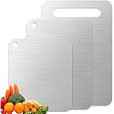 3Pcs Stainless Steel Cutting Board for Kitchen Cutting Boards Stainless Steel Chopping Board Double Sided Cutting Board Set Metal Cutting Boards for Meat Fruit Vegetable (13.4x9, 11.4x7.8, 9.8x6 in)